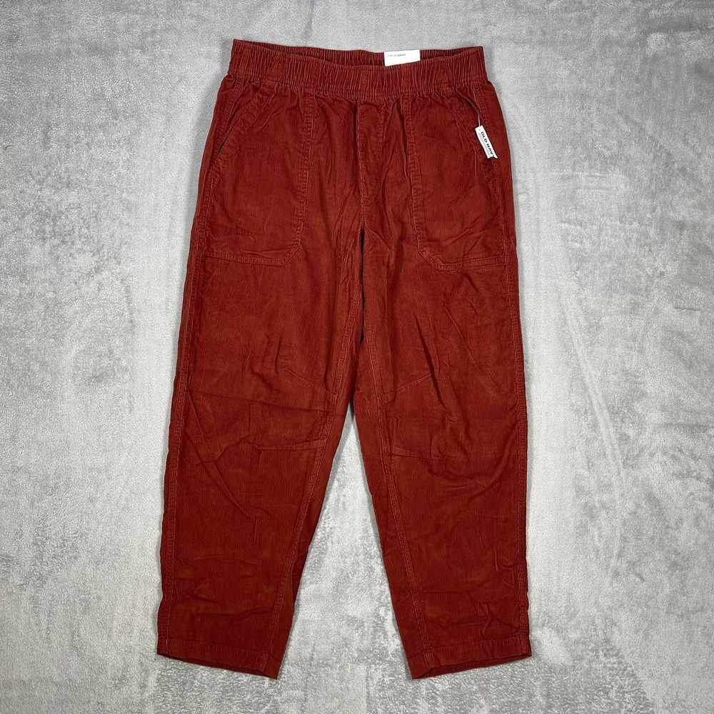 Old Navy Corduroy Pants Womens L Red High-Rise Ankle Tapered Leg NWT